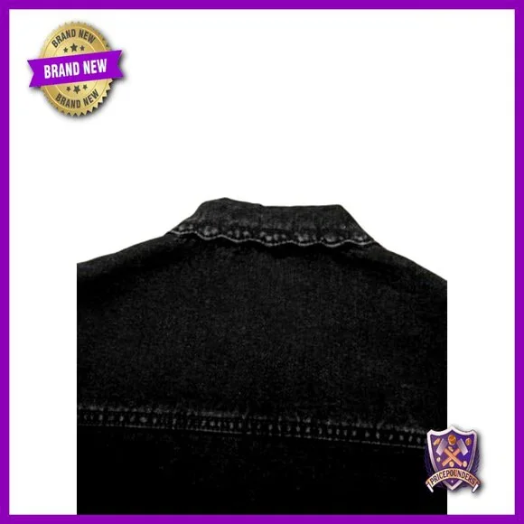 Oversized Denim Jacket Button Down Ruffled Shacket Y2K Retro Chic Casual